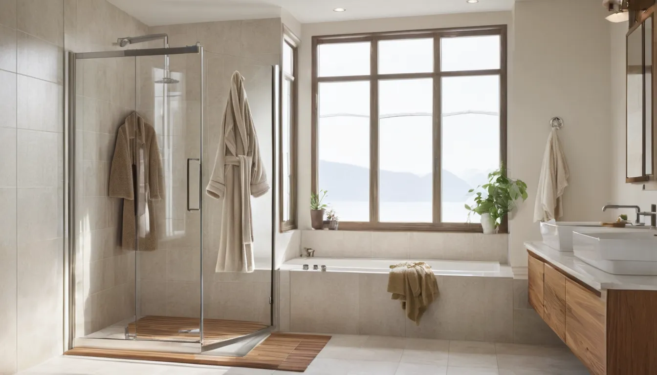 A bright, modern walk-in shower with a low entry and a fold-down seat in a Lovejoy home